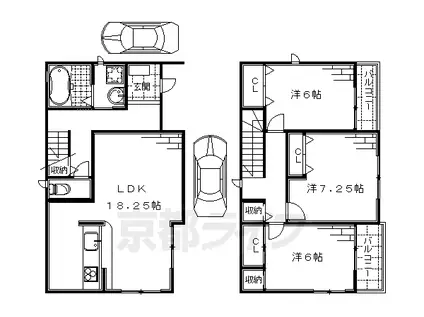 奈良線 ＪＲ藤森駅 徒歩7分 2階建 築15年(3LDK)の間取り写真