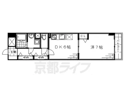 京都市烏丸線 竹田駅(京都) 徒歩6分 3階建 築14年(1DK/2階)の間取り写真