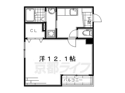 京阪電気鉄道京阪線 丹波橋駅 徒歩25分 2階建 築14年(1K/2階)の間取り写真