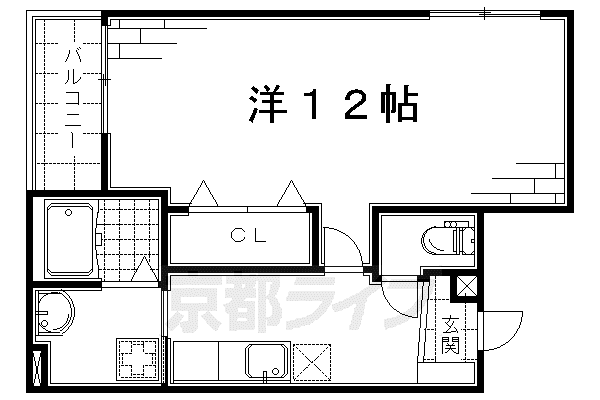 京阪電気鉄道京阪線 丹波橋駅 徒歩25分 2階建 築14年(1K/1階)の間取り写真