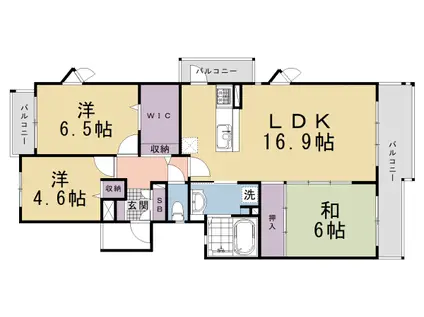 京阪電気鉄道京阪線 墨染駅 徒歩7分 3階建 築30年(3LDK/2階)の間取り写真