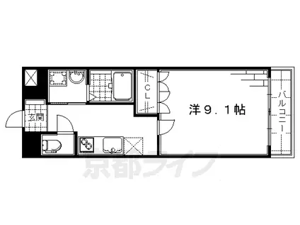 京都市烏丸線 竹田駅(京都) 徒歩11分 3階建 築13年(1K/3階)の間取り写真