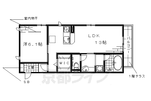 奈良線 桃山駅 徒歩4分 3階建 築14年(1LDK/3階)の間取り写真
