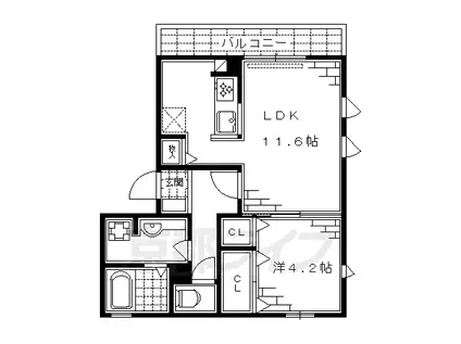 京都市烏丸線 竹田駅(京都) 徒歩9分 3階建 築13年(1LDK/2階)の間取り写真