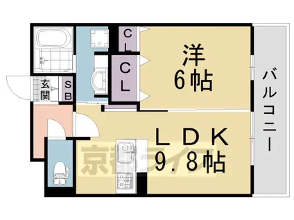 近鉄京都線 竹田駅(京都) 徒歩11分 3階建 築13年(1LDK/2階)の間取り写真