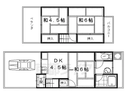 京阪電気鉄道京阪線 淀駅 徒歩13分 2階建 築56年(3DK)の間取り写真
