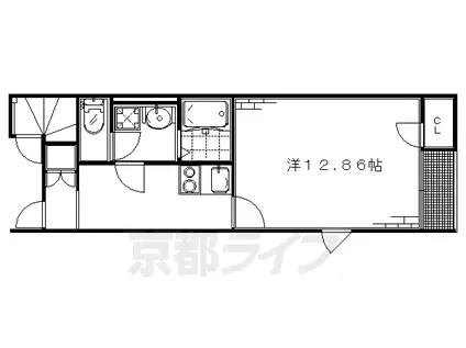京阪電気鉄道宇治線 観月橋駅 徒歩7分 2階建 築13年(1K/1階)の間取り写真