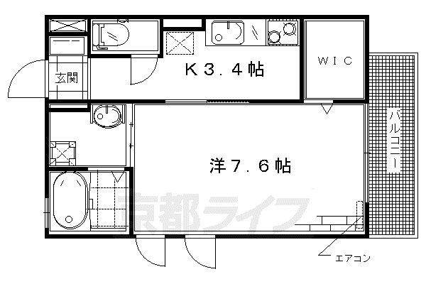京阪電気鉄道京阪線 伏見桃山駅 徒歩32分 2階建 築14年(1K/2階)の間取り写真