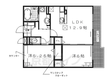 近鉄京都線 伏見駅(京都) 徒歩22分 3階建 築13年(2LDK/3階)の間取り写真