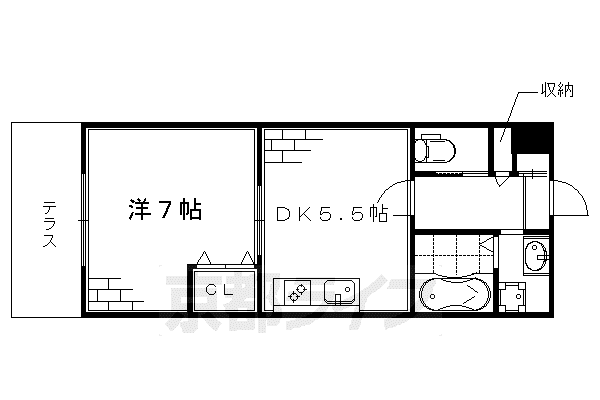 京阪電気鉄道京阪線 藤森駅 徒歩4分 4階建 築13年(1DK/1階)の間取り写真