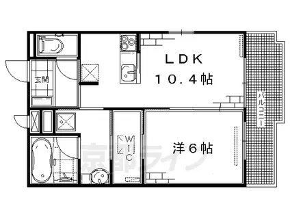 近鉄京都線 伏見駅(京都) 徒歩19分 3階建 築13年(1LDK/1階)の間取り写真