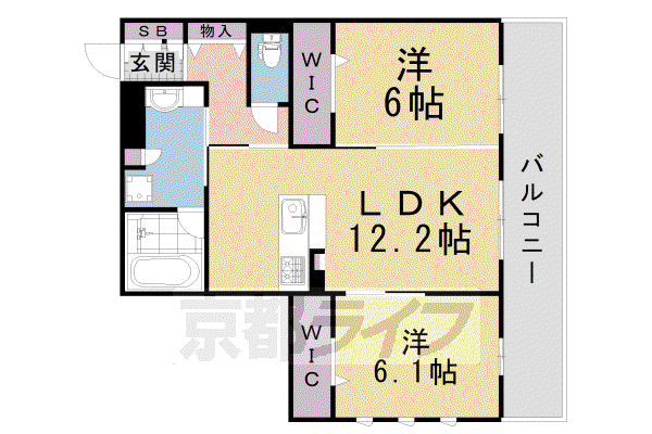 近鉄京都線 伏見駅(京都) 徒歩19分 3階建 築13年(2LDK/2階)の間取り写真