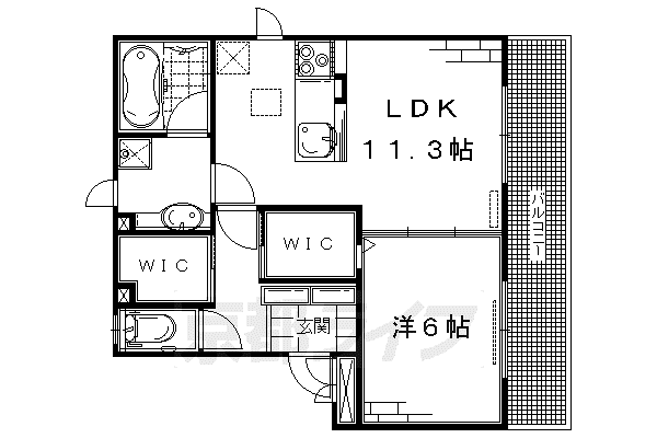京阪電気鉄道京阪線 丹波橋駅 徒歩29分 3階建 築13年(1LDK/3階)の間取り写真