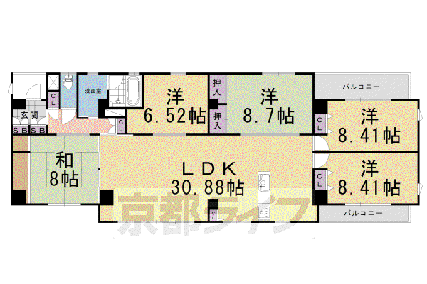 京阪電気鉄道京阪線 藤森駅 徒歩5分 3階建 築13年(5LDK/3階)の間取り写真