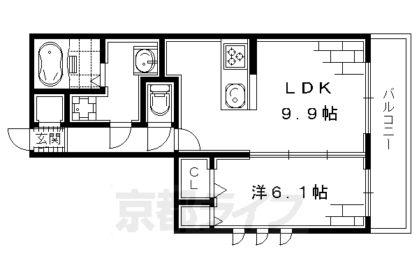 フローラ城南(1LDK/2階)の間取り写真