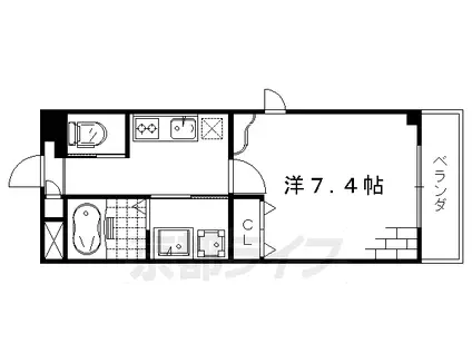 京都市烏丸線 竹田駅(京都) 徒歩5分 5階建 築12年(1K/4階)の間取り写真
