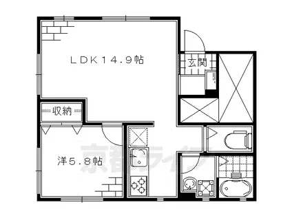 近鉄京都線 向島駅 徒歩14分 2階建 築12年(1LDK/1階)の間取り写真