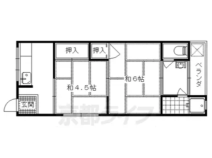京阪電気鉄道京阪線 藤森駅 徒歩12分 2階建 築54年(2K/2階)の間取り写真