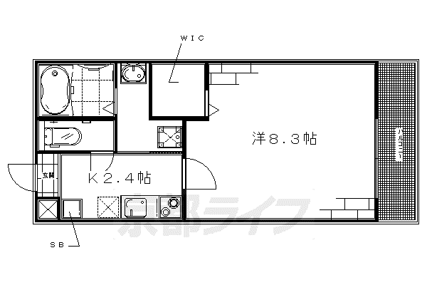 近鉄京都線 桃山御陵前駅 徒歩3分 5階建 築12年(1K/5階)の間取り写真