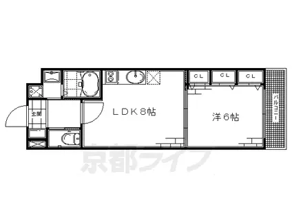 近鉄京都線 伏見駅(京都) 徒歩5分 4階建 築12年(1LDK/4階)の間取り写真