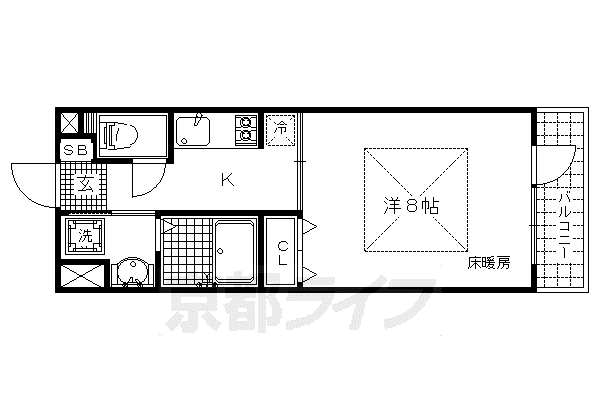 グリーンヒル小山(1K/2階)の間取り写真