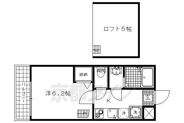 京都市烏丸線 今出川駅 徒歩22分 3階建 築18年(1K/3階)の間取り写真