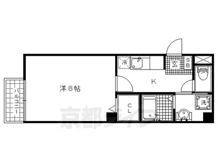 山陰本線 二条駅 徒歩10分 2階建 築18年(1K/1階)の間取り写真