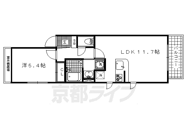 京都市烏丸線 今出川駅 徒歩5分 4階建 築18年(1LDK/3階)の間取り写真