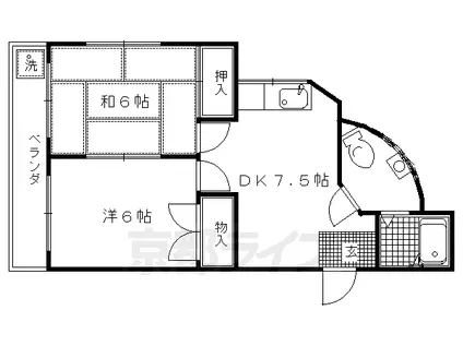 蔭山ビル(2DK/2階)の間取り写真
