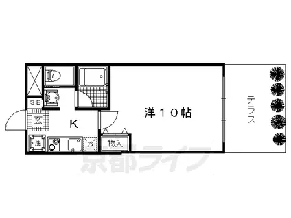 京都市烏丸線 北大路駅 徒歩20分 5階建 築19年(1K/1階)の間取り写真