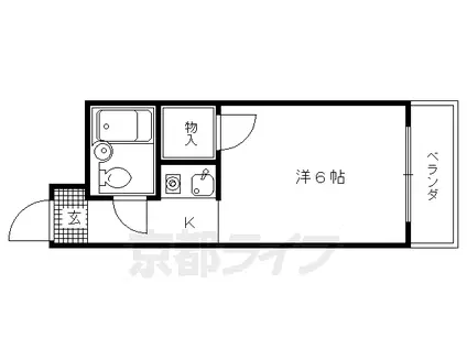 京都市烏丸線 北大路駅 徒歩20分 4階建 築43年(1K/3階)の間取り写真