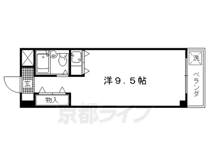 京福北野線 北野白梅町駅 徒歩5分 5階建 築36年(ワンルーム/3階)の間取り写真