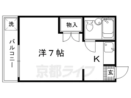 京福北野線 等持院・立命館大学衣笠キャンパス前駅 徒歩9分 2階建 築36年(1K/1階)の間取り写真