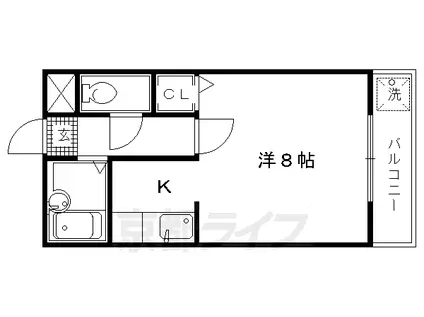 京都市烏丸線 北大路駅 徒歩3分 2階建 築29年(1K/1階)の間取り写真