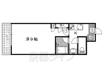 山陰本線 二条駅 徒歩15分 3階建 築17年(1K/3階)の間取り写真