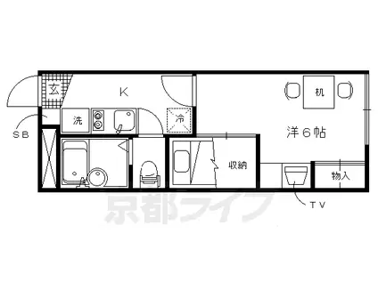 叡山電鉄 二軒茶屋駅(京都) 徒歩28分 2階建 築17年(1K/2階)の間取り写真