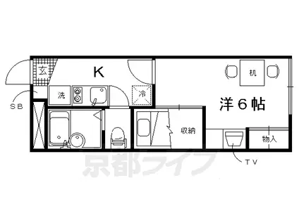 京都市烏丸線 北山駅(京都) 徒歩29分 2階建 築19年(1K/1階)の間取り写真
