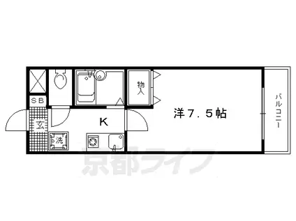 京福北野線 北野白梅町駅 徒歩20分 4階建 築24年(1K/1階)の間取り写真