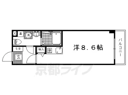 京福北野線 北野白梅町駅 徒歩13分 3階建 築17年(ワンルーム/1階)の間取り写真