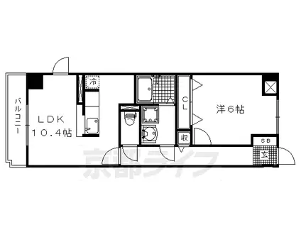 山陰本線 二条駅 徒歩20分 5階建 築17年(1LDK/3階)の間取り写真
