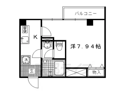 京都市烏丸線 北大路駅 徒歩13分 5階建 築17年(1K/5階)の間取り写真