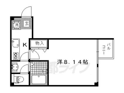 京都市烏丸線 北大路駅 徒歩13分 5階建 築17年(1K/1階)の間取り写真