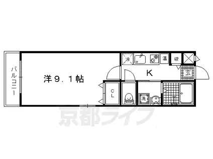 京都市烏丸線 丸太町駅(京都市営) 徒歩5分 4階建 築17年(1K/1階)の間取り写真