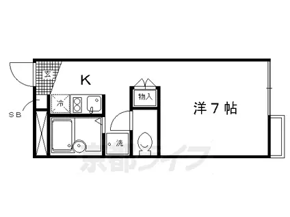 京福北野線 北野白梅町駅 徒歩22分 2階建 築26年(1K/2階)の間取り写真