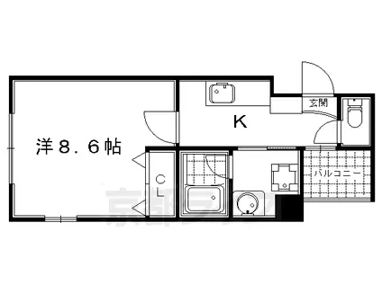 デュープル京都(1K/5階)の間取り写真