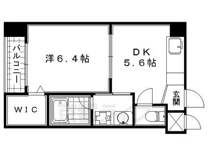 デュープル京都(1DK/3階)の間取り写真