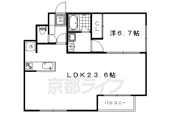 京都市烏丸線 北山駅(京都) 徒歩9分 4階建 築17年(1LDK/3階)の間取り写真
