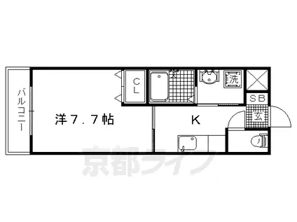 京都市烏丸線 北山駅(京都) 徒歩34分 3階建 築16年(1K/3階)の間取り写真