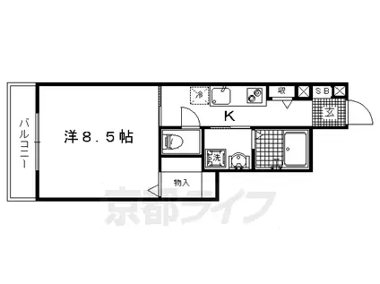 プラムコート北野(1K/1階)の間取り写真