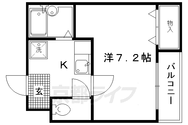 京都市烏丸線 今出川駅 徒歩10分 4階建 築37年(1K/3階)の間取り写真